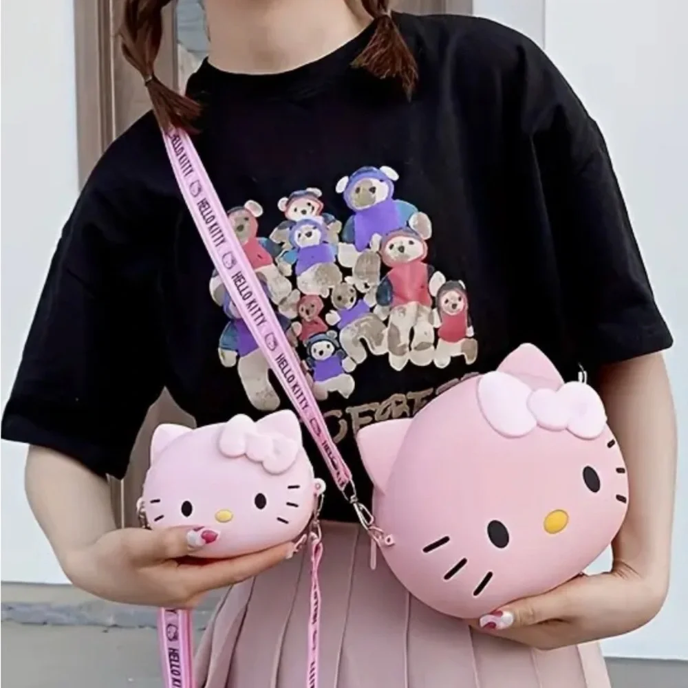 Hello Kitty Pink Large Crossbody Bag Kawaii Pink Hello Kitty Silicone